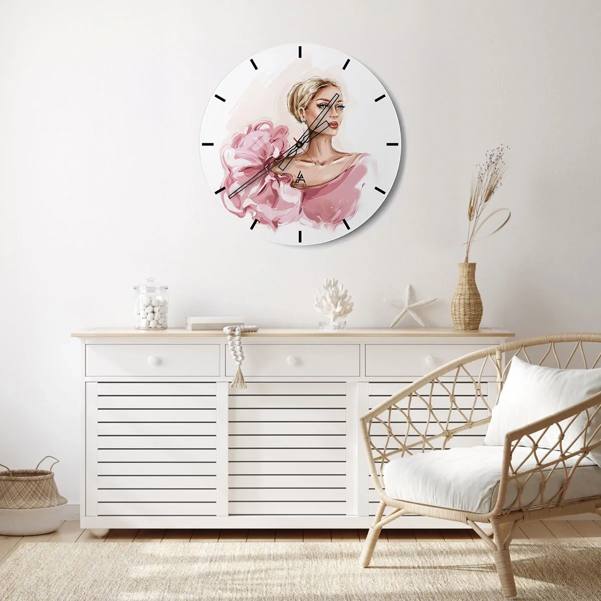 Väggklocka - Klocka på glas - Som målad... - 40x40 cm