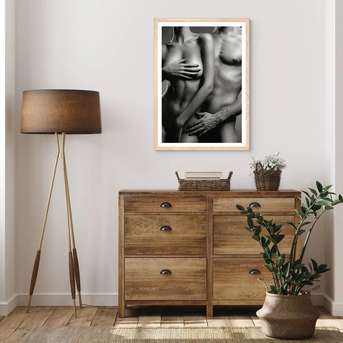 Affisch i ram av ljusek - Adam och Eva - 30x40 cm