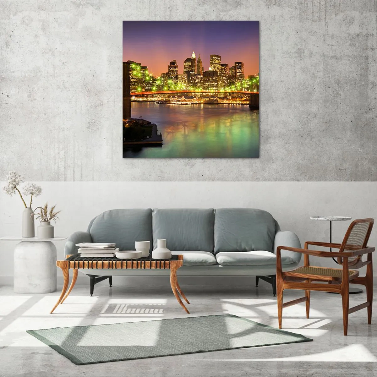 Glastavla - Bild på glas - Ljuset slocknar aldrig här - 40x40 cm