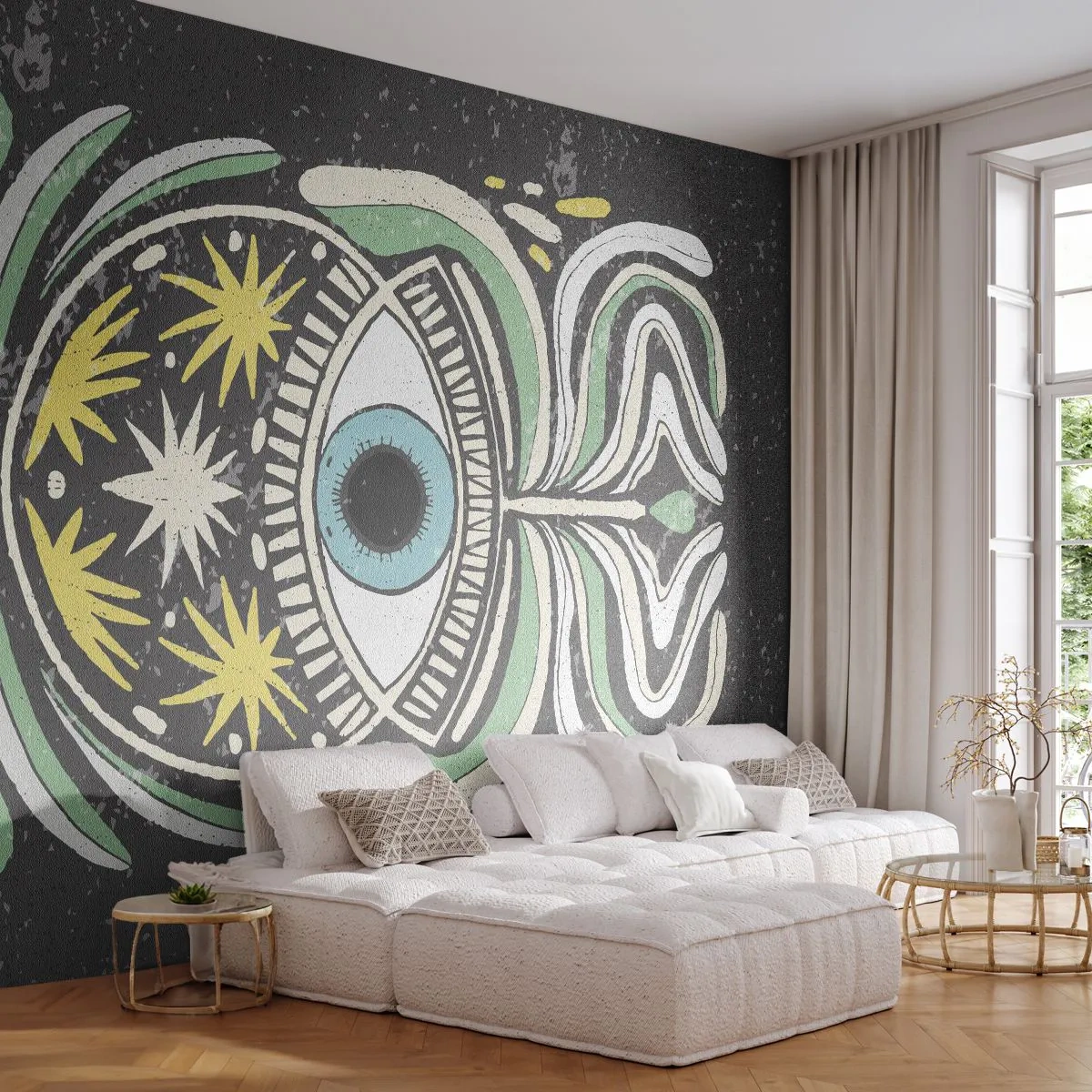 Självhäftande Fototapet Deluxe Sticker - Stamritualer - Boho, Öga, Pastell - 150x105 cm