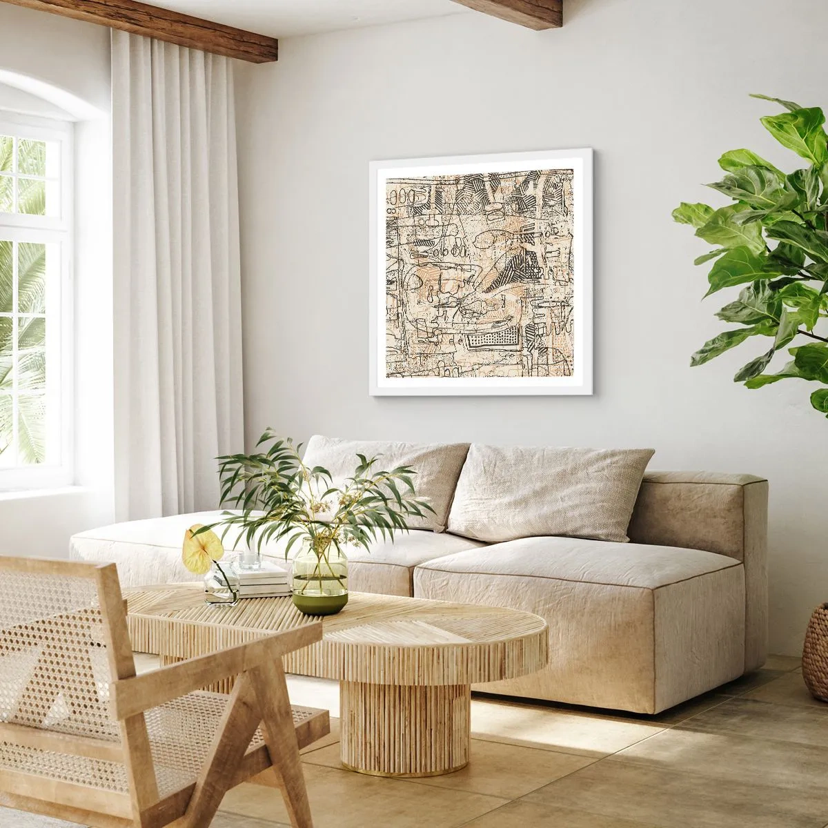 Affisch i vit ram - Väntar på avkodning - 60x60 cm