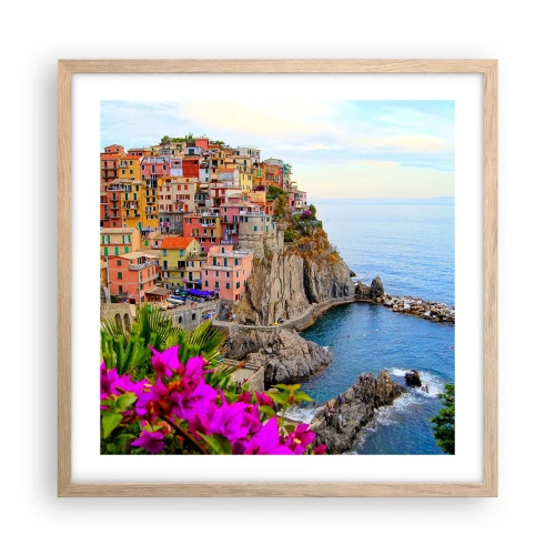 Affisch i ram av ljusek - Skrattande stad - 50x50 cm