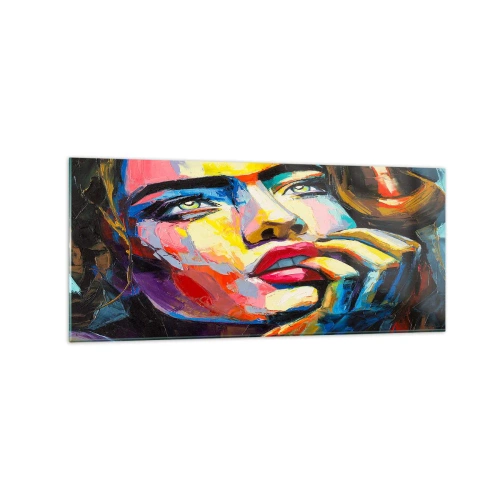 Glastavla - Bild på glas - Drömmar seglar i himlen som fåglar - 120x50 cm