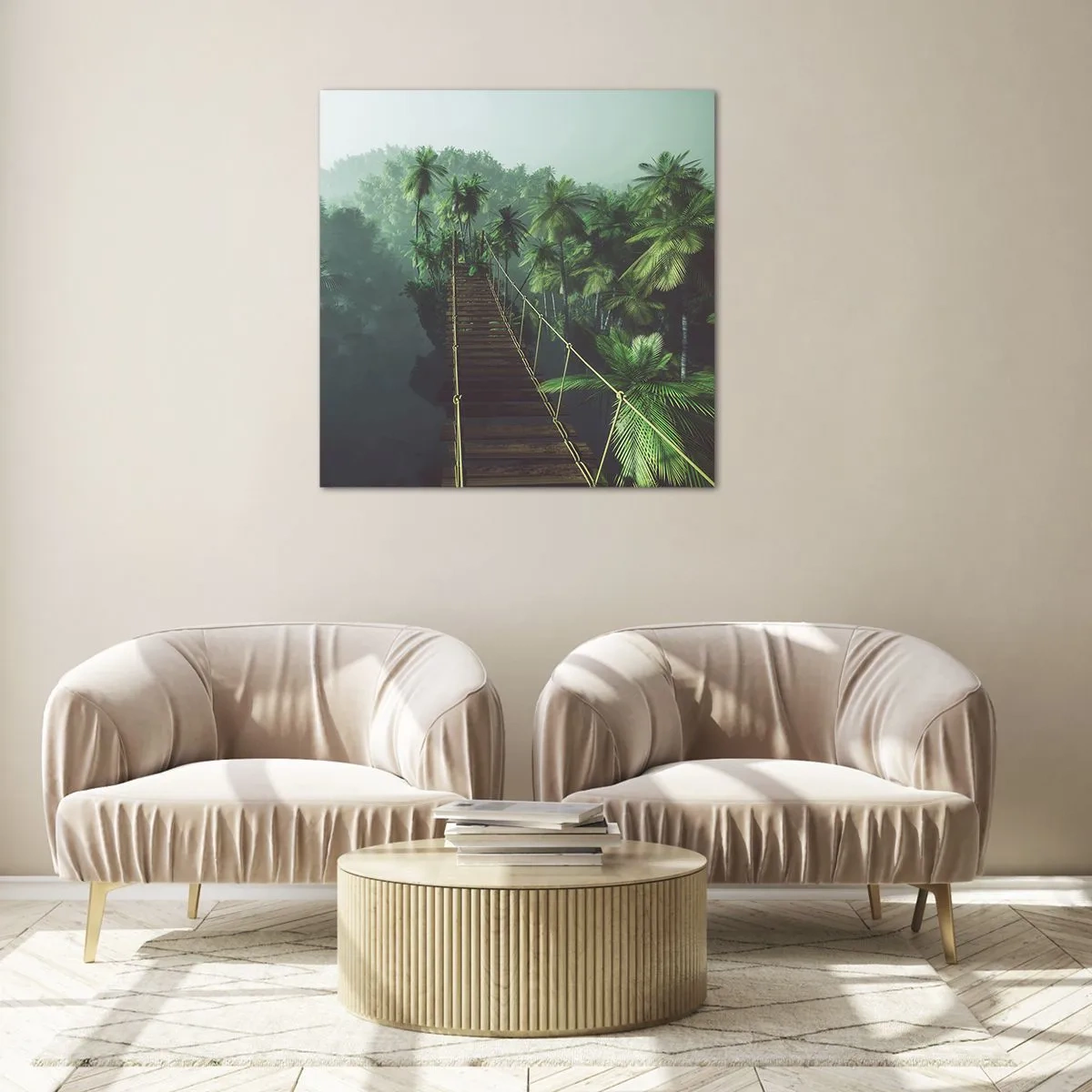 Glastavla - Bild på glas - Över grönskans kaos - 70x70 cm