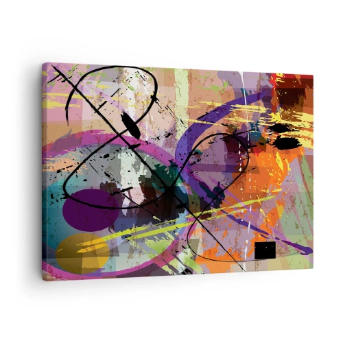 Canvastavla - Bild på duk - Ett färgglatt abstrakt mönster med dynamiska linjer och former. - 70x50cm - Rakt fram eller runt - Modern väggdekoration för vardagsrum och sovrum ARTTOR
