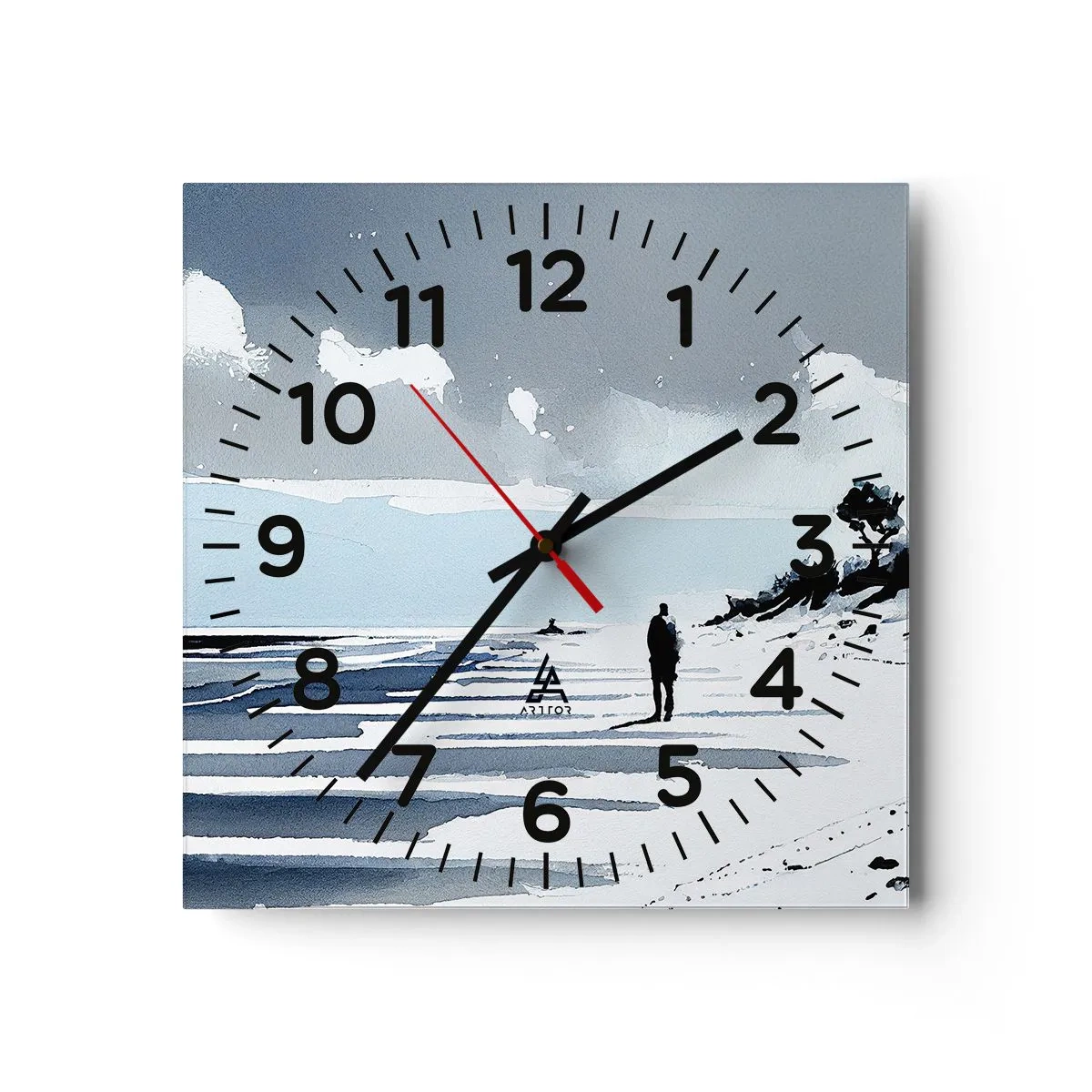 Väggklocka - Klocka på glas - Ensam - 30x30 cm