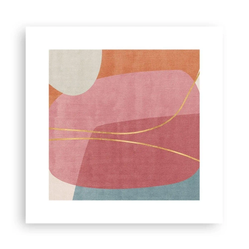 Affisch - Pastellkomposition med guldtråd - 30x30 cm
