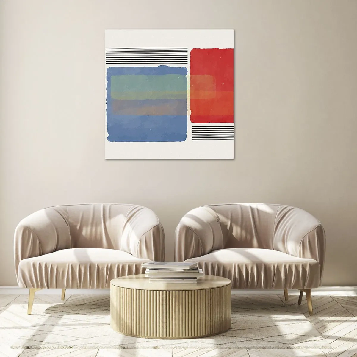 Glastavla - Bild på glas - Geometrins anda - 40x40 cm