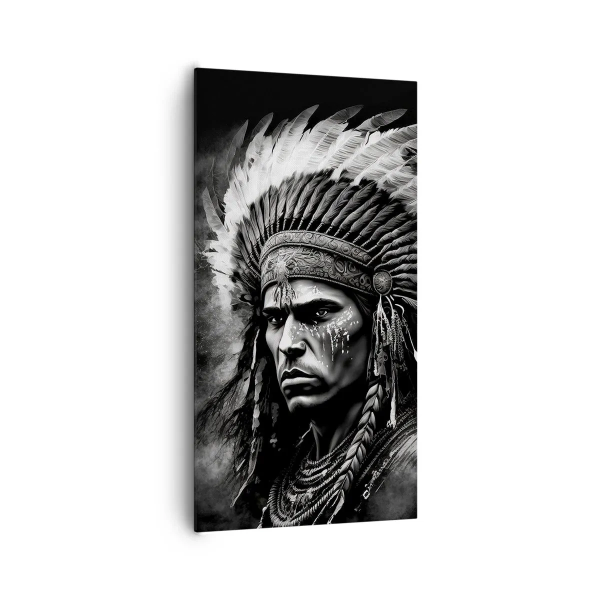 Canvastavla - Bild på duk - Hövding och krigare - 65x120 cm