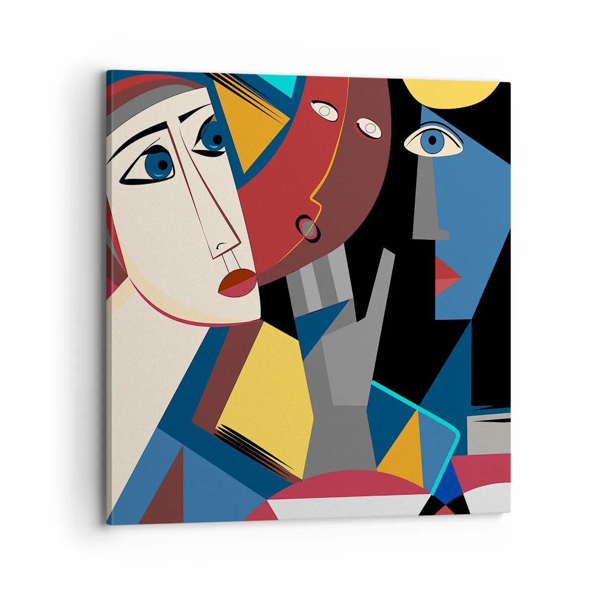Canvastavla - Bild på duk - Kubistiskt samtal - 70x70 cm