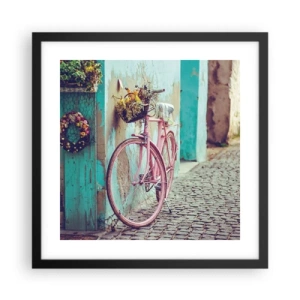 Affisch i svart ram - Strax tillbaka - 40x40 cm