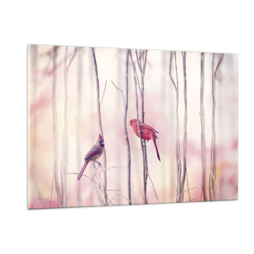 Glastavla - Bild på glas - Rosa skogens saga - 120x80 cm