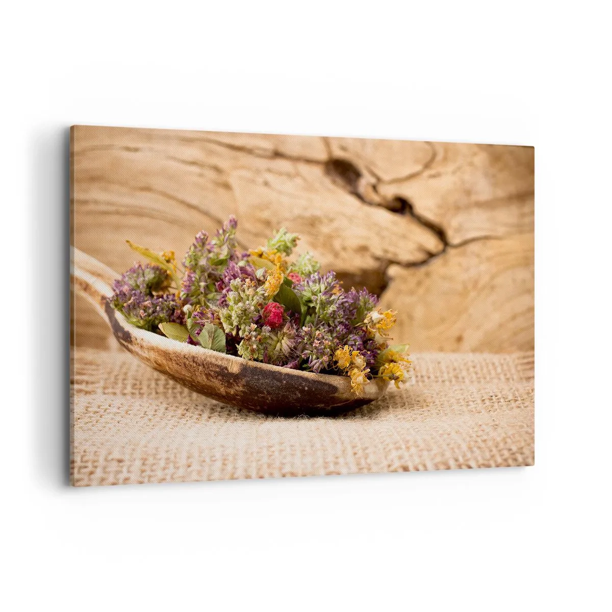 Canvastavla - Bild på duk - Färgglada blommor och doftande örter - 120x80 cm