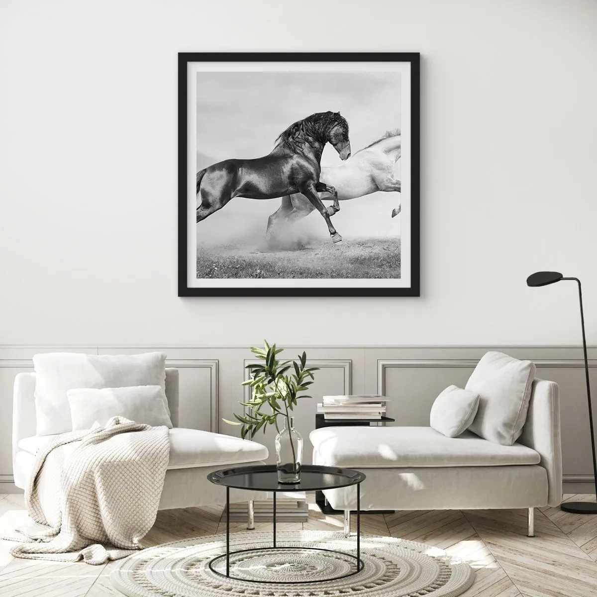 Affisch i svart ram - Änglar och demoner - 60x60 cm