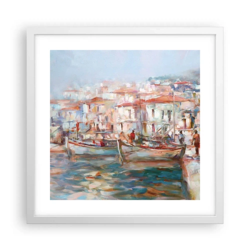 Affisch i vit ram - Pastellfärgad semester - 40x40 cm