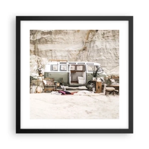 Affisch i svart ram - Dags att börja resan - 40x40 cm