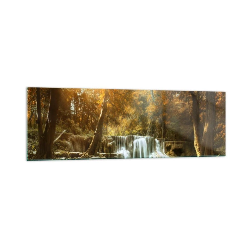Glastavla - Bild på glas - Parkkaskad - 160x50 cm