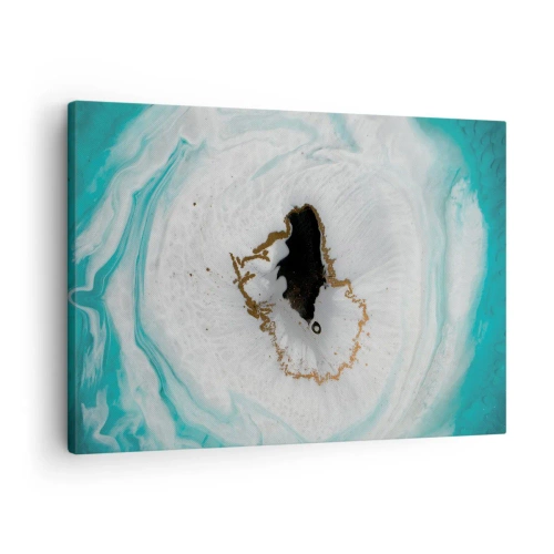 Canvastavla - Bild på duk - Abstrakt geodemotiv i nyanser av turkos, vitt och guld - 70x50cm - Att tränga in - Modern väggdekoration för vardagsrum och sovrum ARTTOR