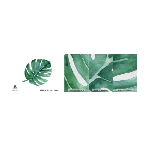 Provbit av fototapet Premium Canvas - Grönt koncept - Monstera, Blad, Boho - 100x30 cm