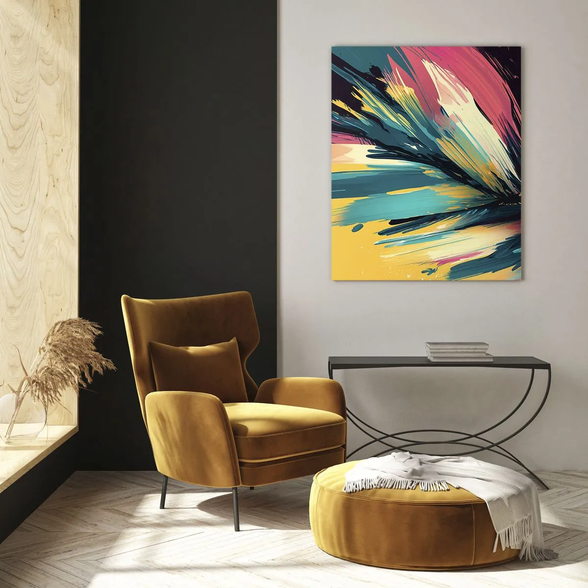 Glastavla - Bild på glas - Komposition - en explosion av glädje - 50x70 cm