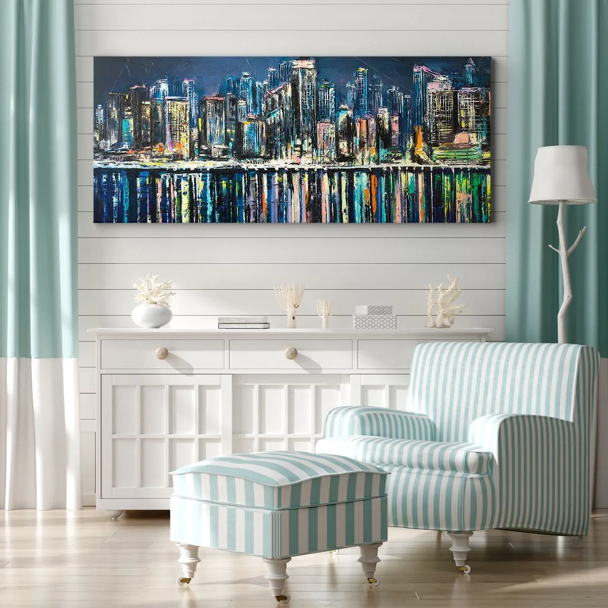 Canvastavla - Bild på duk - Ljuskaskad - 100x40 cm