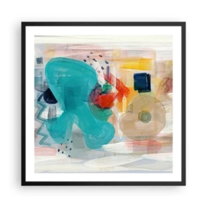 Affisch i svart ram - Ett färgglatt spel - 60x60 cm