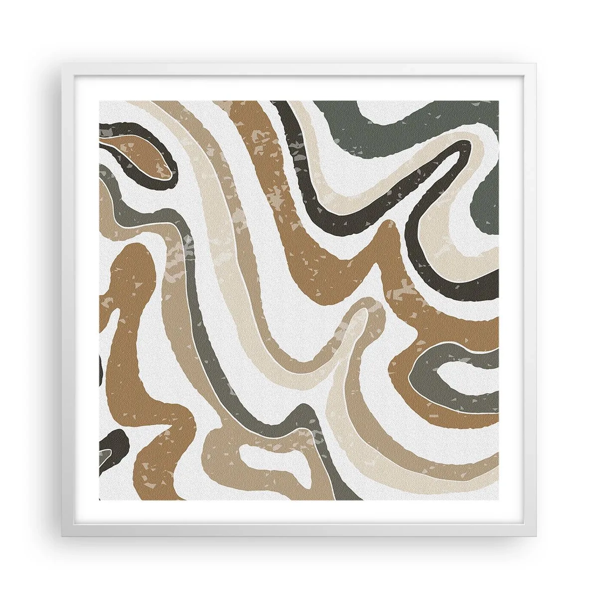 Affisch i vit ram - Meandrar av jordnära färger - 60x60 cm