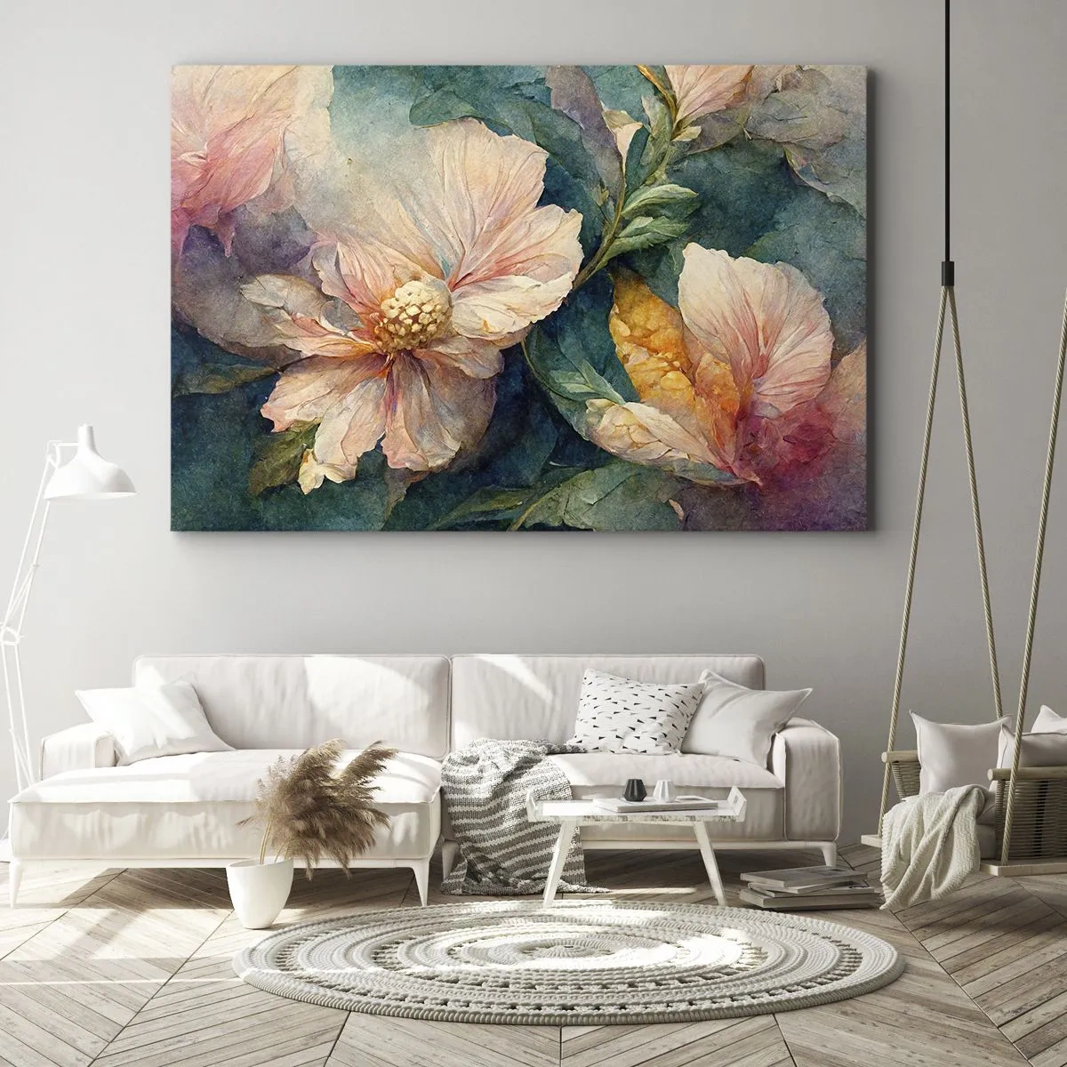 Canvastavla - Bild på duk - Fina blommor i pastellfärger - 70x50cm - Bara subtilitet - Modern väggdekoration för vardagsrum och sovrum ARTTOR