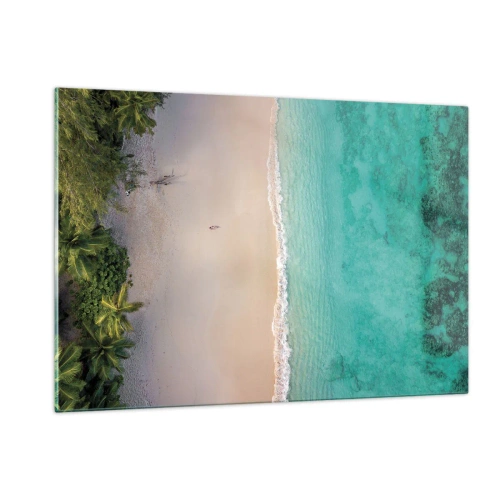 Glastavla - Bild på glas - En strand i paradiset - 120x80 cm