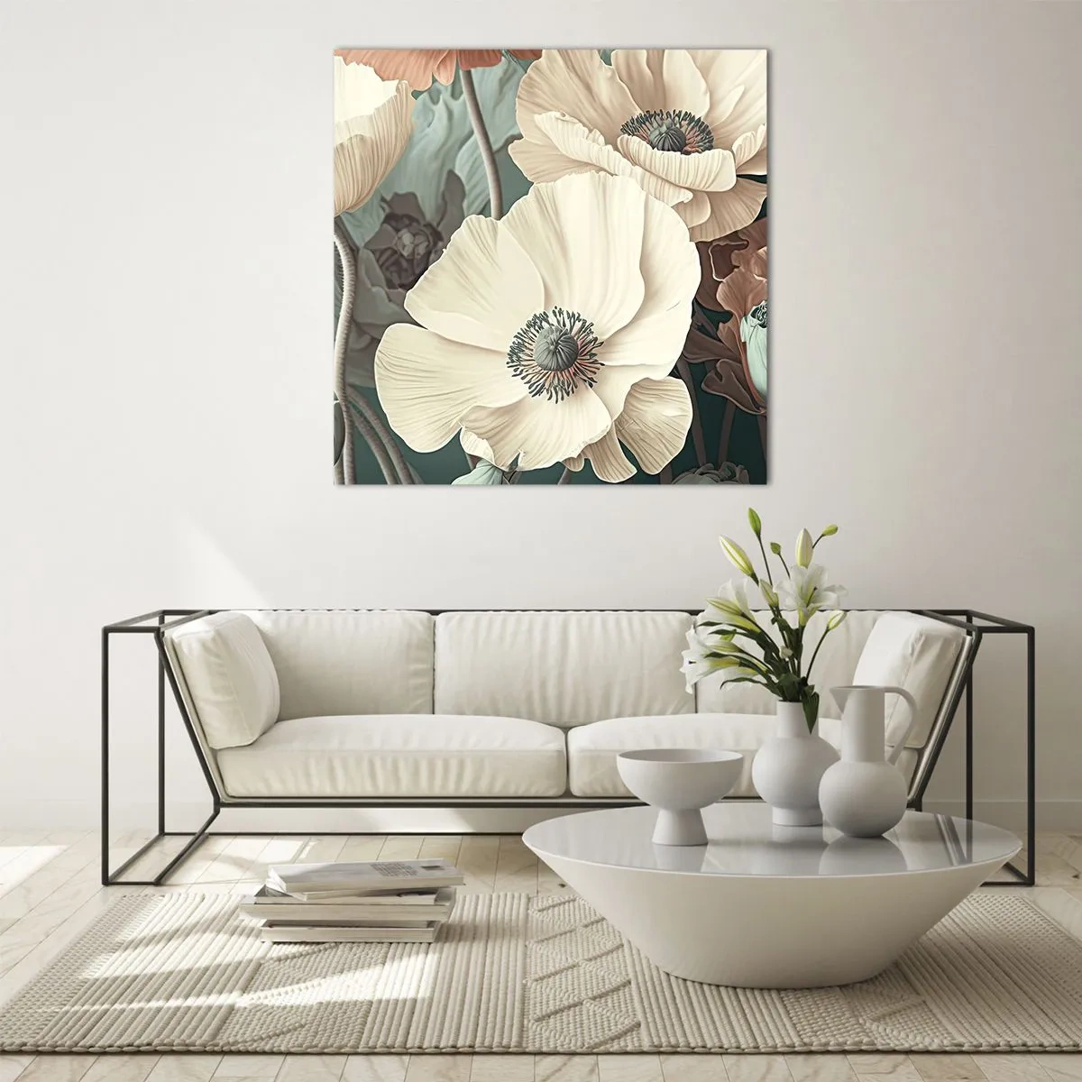 Glastavla - Bild på glas - Viskningar av vallmo - 60x60 cm