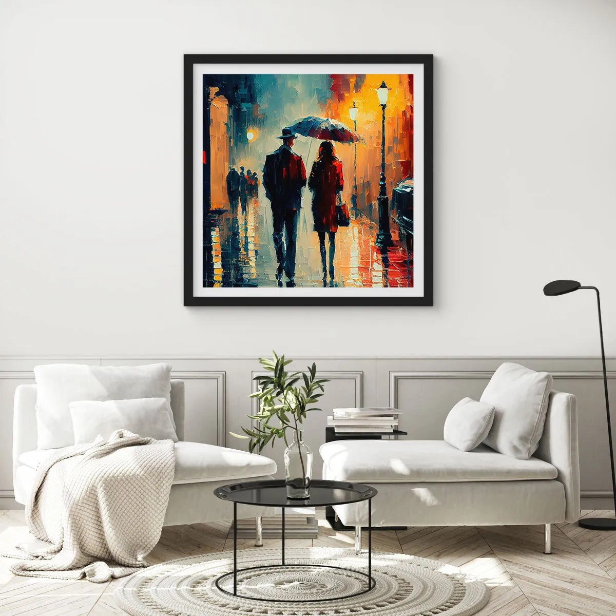 Affisch i svart ram - Kärlekshistoria på stan - 40x40 cm