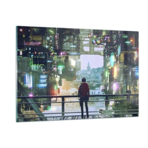 Glastavla - Bild på glas - Två världar - 120x80 cm