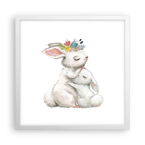 Affisch i vit ram - Alltid bäst hos mamma - 40x40 cm