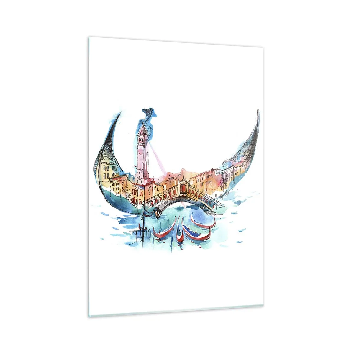 Glastavla - Bild på glas - Vi flyter genom staden - 50x70 cm