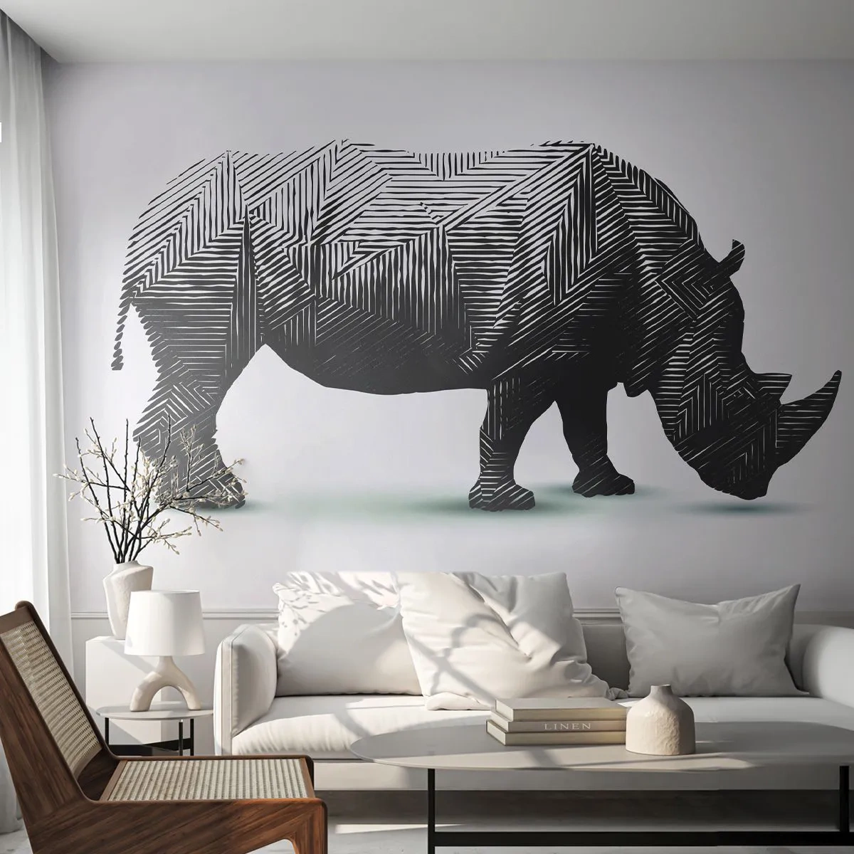 Fototapet Standard Eco - Naturens geometriska skönhet - Djur, Noshörning, Grafik - 200x140 cm
