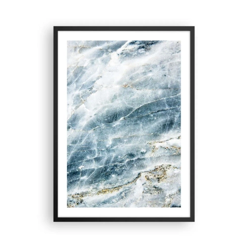 Affisch i svart ram - Blå marmor med subtila guldådror - 50x70cm - Isvärld - Modern väggdekoration för vardagsrum och sovrum ARTTOR