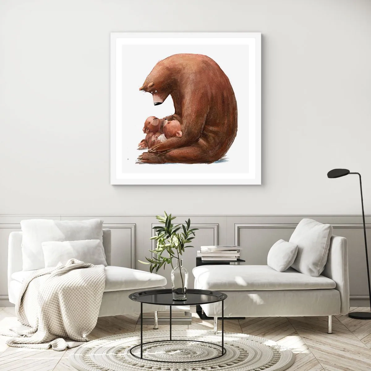 Affisch i vit ram - Söta drömmar, barn - 40x40 cm