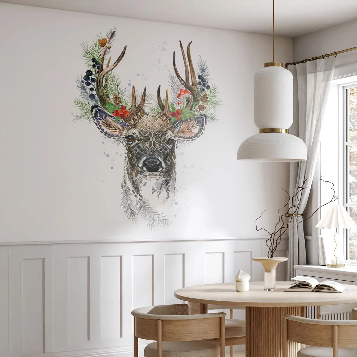 Självhäftande Fototapet Deluxe Sticker - I högtidskläder - Abstraktion, Rådjur, Ren - 250x175 cm