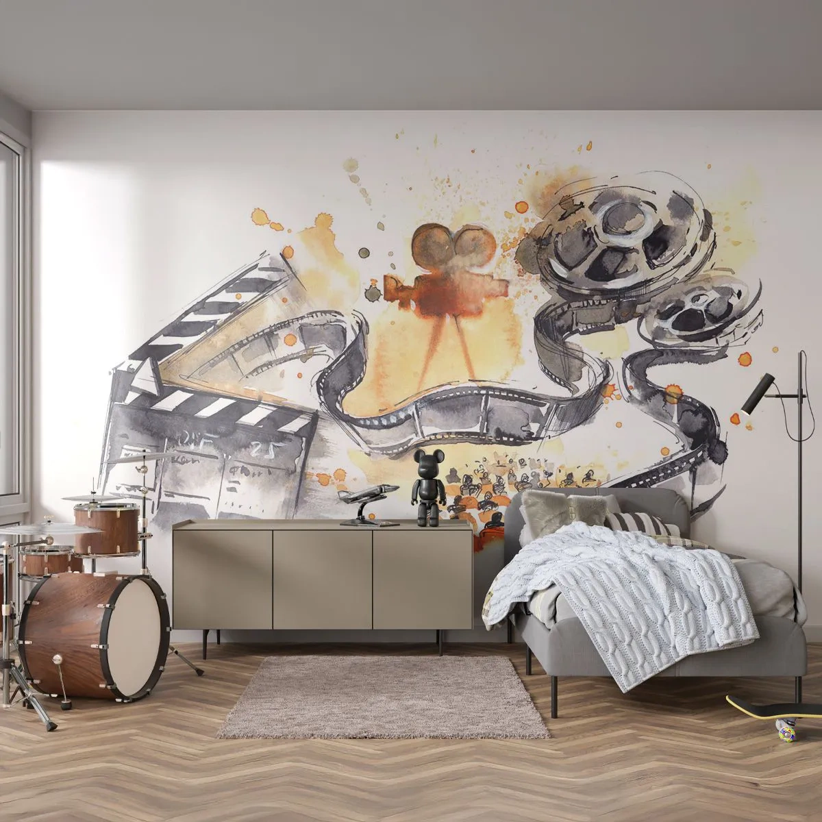 Fototapet Premium Sand - I drömmarnas land - Filmprojektor, Filmrulle, Filmkonst - 200x140 cm