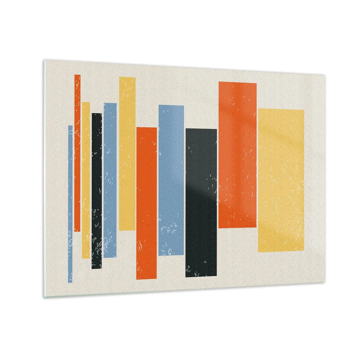 Glastavla - Bild på glas - Geometriska ränder i en rytmisk komposition mot en ljus bakgrund - 70x50cm - Inspelning av musik - Modern väggdekoration för vardagsrum och sovrum ARTTOR