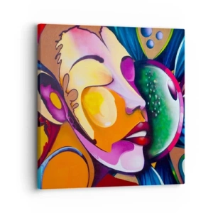 Canvastavla - Bild på duk - Känna på med färg - 30x30 cm