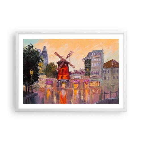 Affisch i vit ram - Ikoner av Paris – Moulin Rouge - 70x50 cm