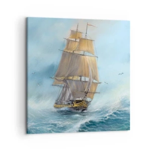 Canvastavla - Bild på duk - Vinkande genom vågorna - 50x50 cm