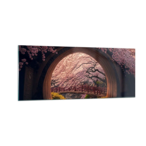 Glastavla - Bild på glas - Japansk vår - 100x40 cm