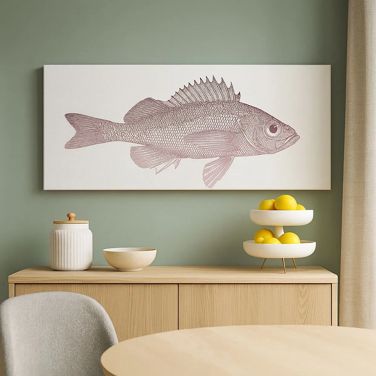 Canvastavla - Bild på duk - Storögd fisk - 100x40 cm