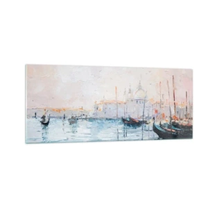 Glastavla - Bild på glas - Bortom vatten, bortom dimma - 100x40 cm