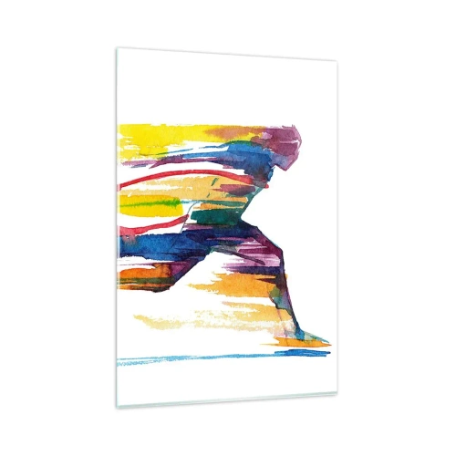 Glastavla - Bild på glas - Spring genom regnbågen - 80x120 cm