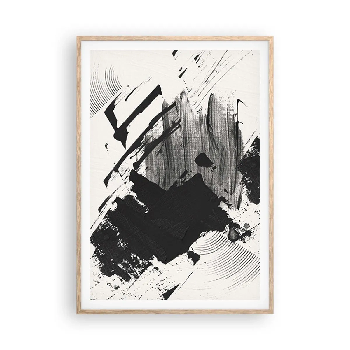 Affisch i ram av ljusek - Abstraktion - uttrycket av svart - 70x100 cm