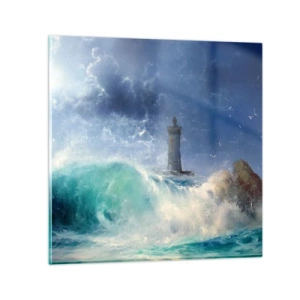 Glastavla - Bild på glas - På vakt mot elementen - 40x40 cm