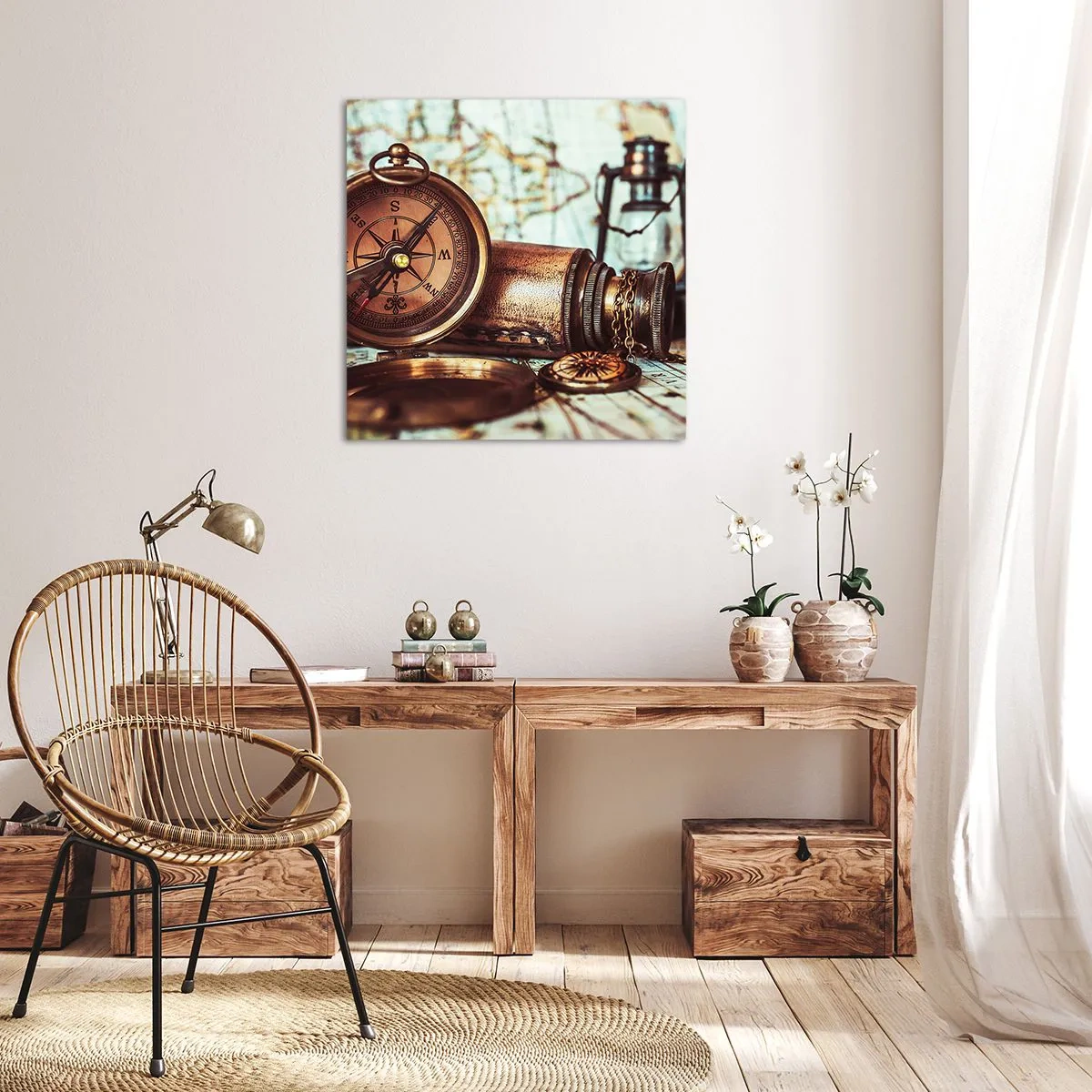 Canvastavla - Bild på duk - Piratäventyret i Karibien väntar - 50x50 cm